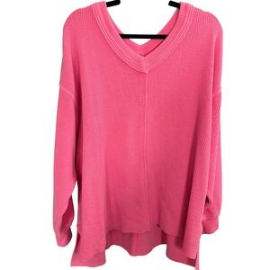 Aerie Sweater L Neon Pink Loungewear Casual Cozy Fall Winter Oversized Pullover